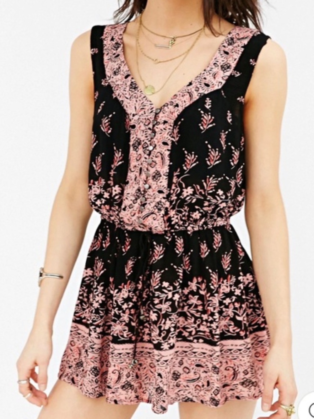 Urban Outfitters Ecote Magdalena Printed Floral Romper